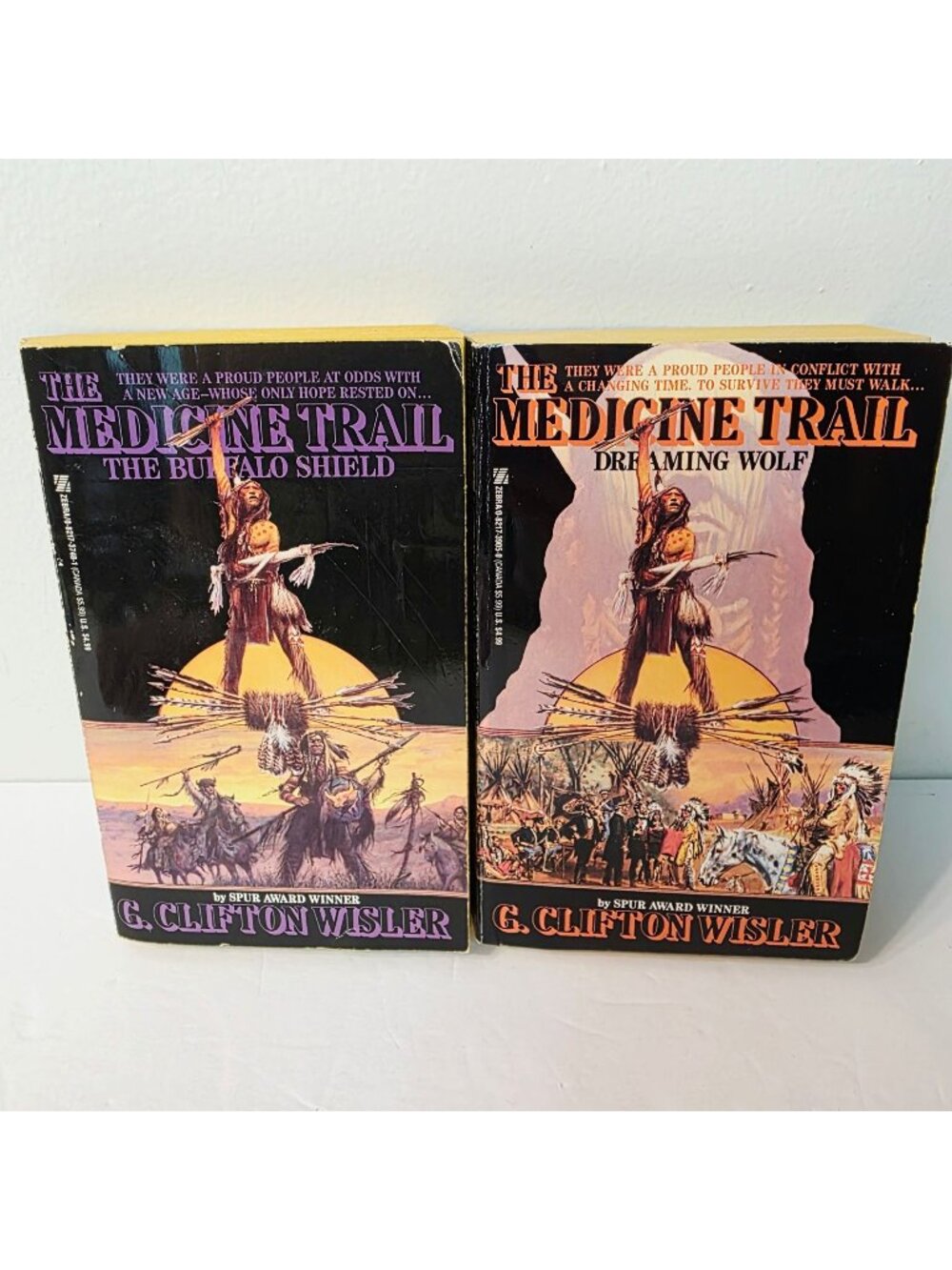 2 Vtg The Medicine Trail Buffalo Shield Dreaming Wolf PB G. Clifton Wisler Books